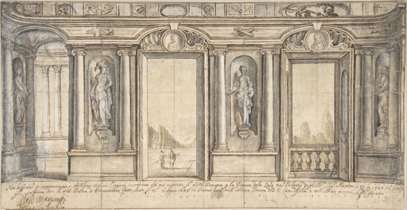 Design for a Painted Wall Decoration for Palazzo Massimo all'Aracoeli (Rome), 1683.