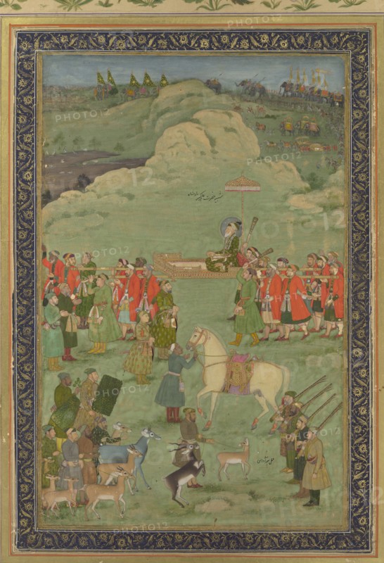 The Emperor Aurangzeb Carried on a Palanquin, ca. 1705-20.