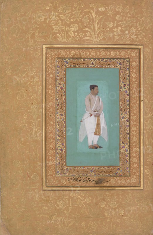 recto: "Portrait of Raja Suraj Singh Rathor", verso: Page of Calligraphy. Folio from the Shah Jahan Album, recto: late 16th century; verso: ca. 1640.