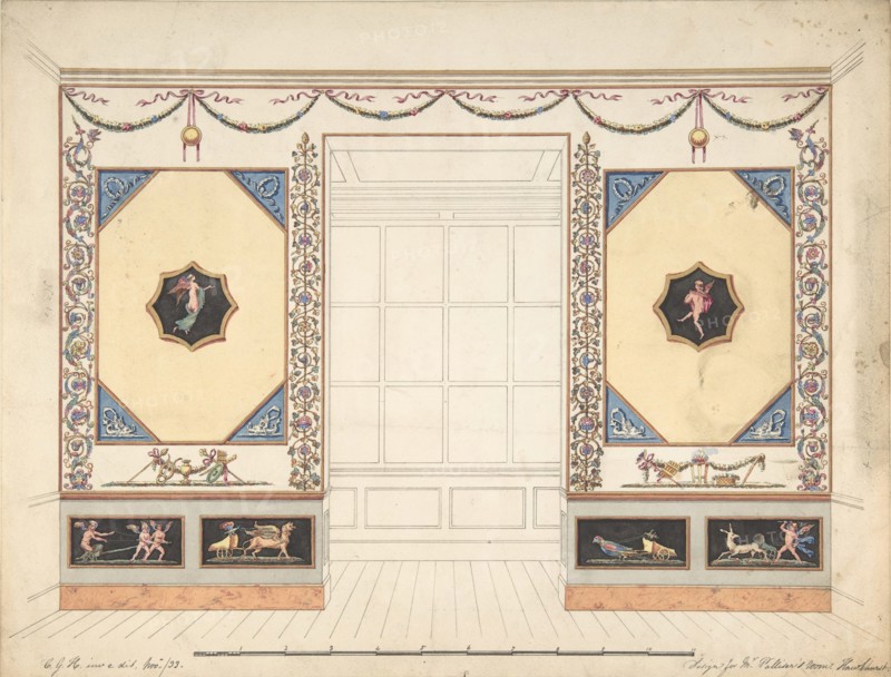 Design for a Room in the Etruscan or Pompeian style (Elevation), 1833.