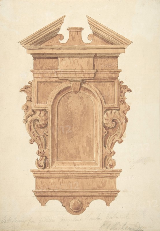 Design for Oak Carving, from the Fireplace, Jerusalem Chamber, Westminster, 1820-71.