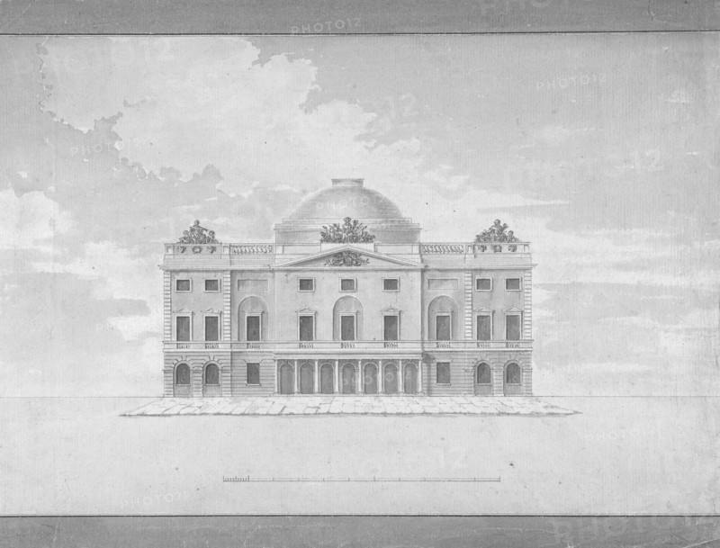 Design for the Facade of a Theater (Perspective), late 18th-early 19th century.
