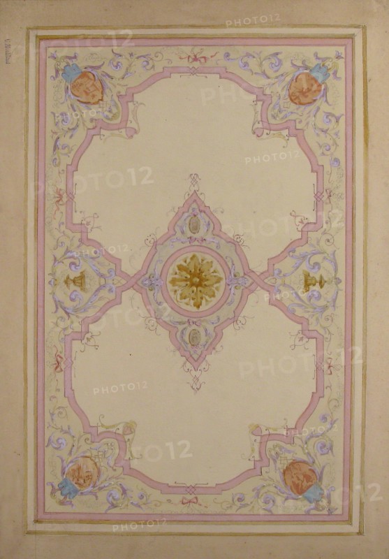 Design for Ceiling Decorated with Lavender Arabesques, 19th century.