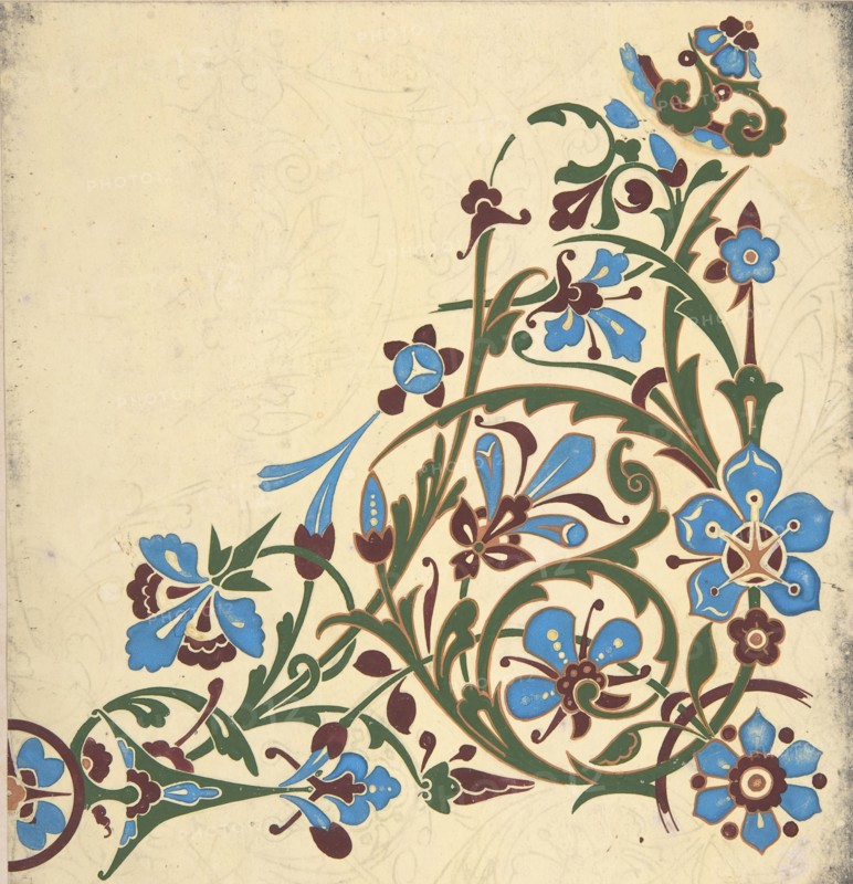 Design for a Floral Pattern, ca. 1883, based on earlier design.