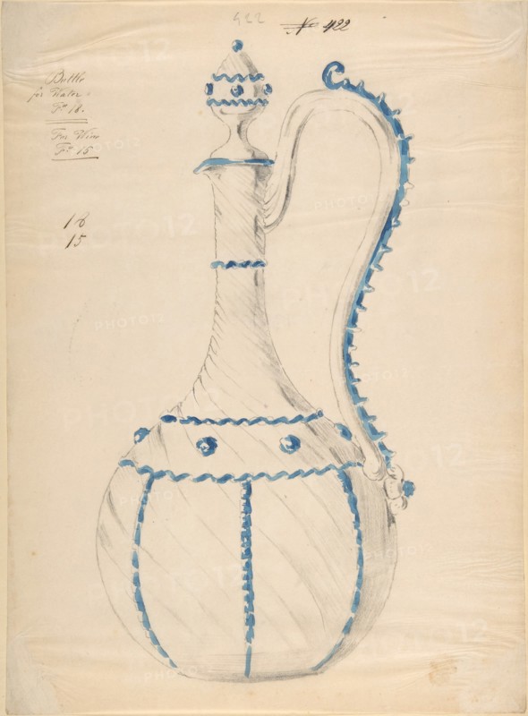 One of Twenty-Three Sheets of Drawings of Glassware (Mirrors, Chandeliers, Goblets, etc.), 1850-80.