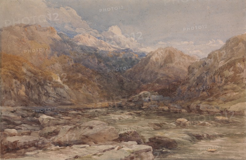 River Landscape in Wales, ca. 1850.
