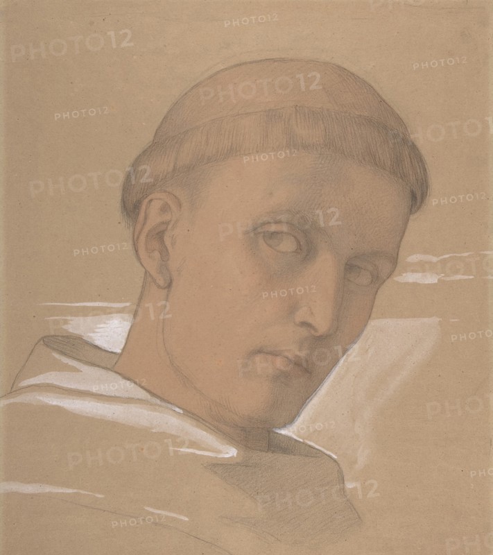 Study of the Head of St. Augustine, for the painting of the Madonna and Child with Saint Augustine and Bonifacius (1846), 1846.