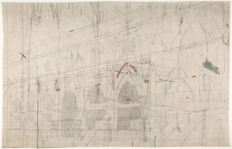 Design for a Stage Set at the Opéra, Paris: Church Interior, 1830-90.