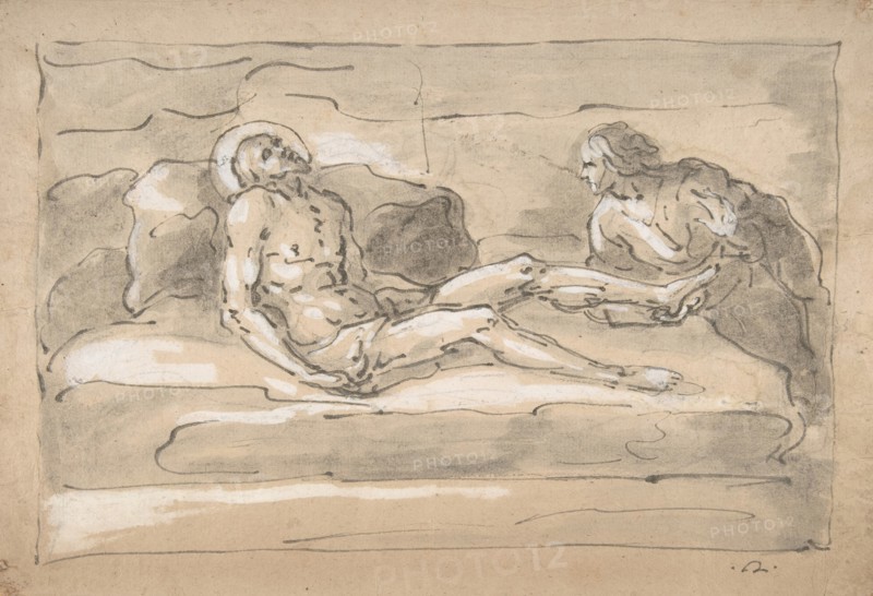 The Dead Christ Mourned by the Magdalen Who Venerates the Wounds on His Feet, 1787-1863.