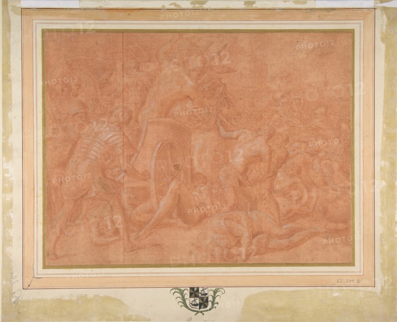 Ulysses and His Companions Fighting the Cicones Before the City of Ismaros, Study for a Destroyed Fresco in the Galerie d'Ulysee, Chateau de Fontainebleau, 1555-60.