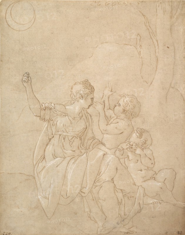 Classical Female Figure (Diana or Venus) with Two Infants, ca. 1539-42.