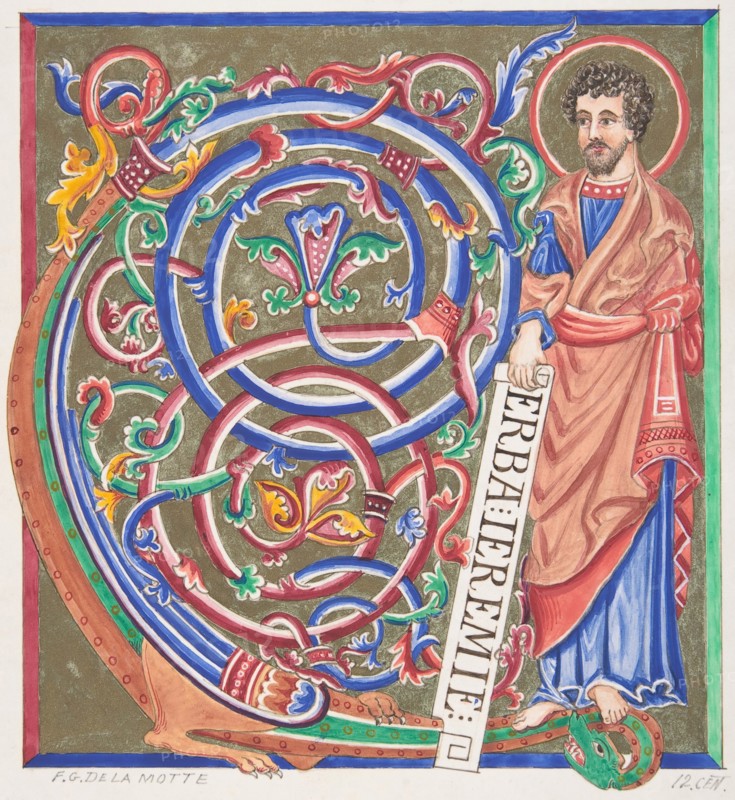 Illuminated Initial and Saint, 1830-62.