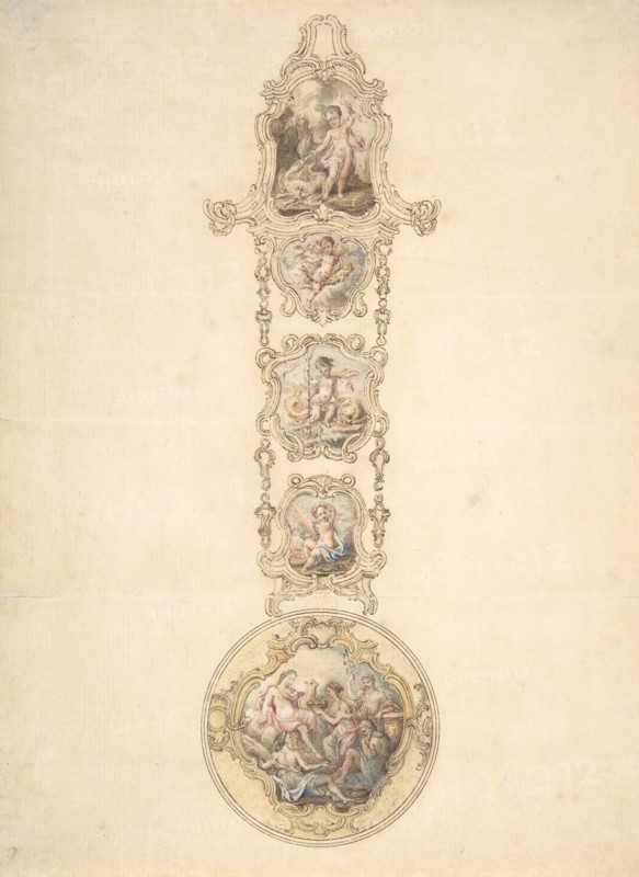 Design for an Enameled Watchcase and Châtelaine with Mythological Figures, ca. 1766 (?).