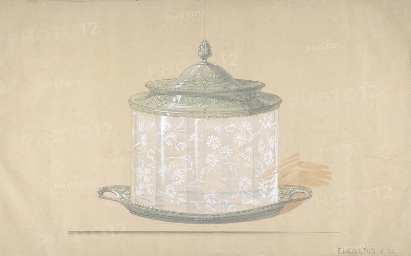 Design for a Glass Box with a Silver Base and Cover, 1820-65.