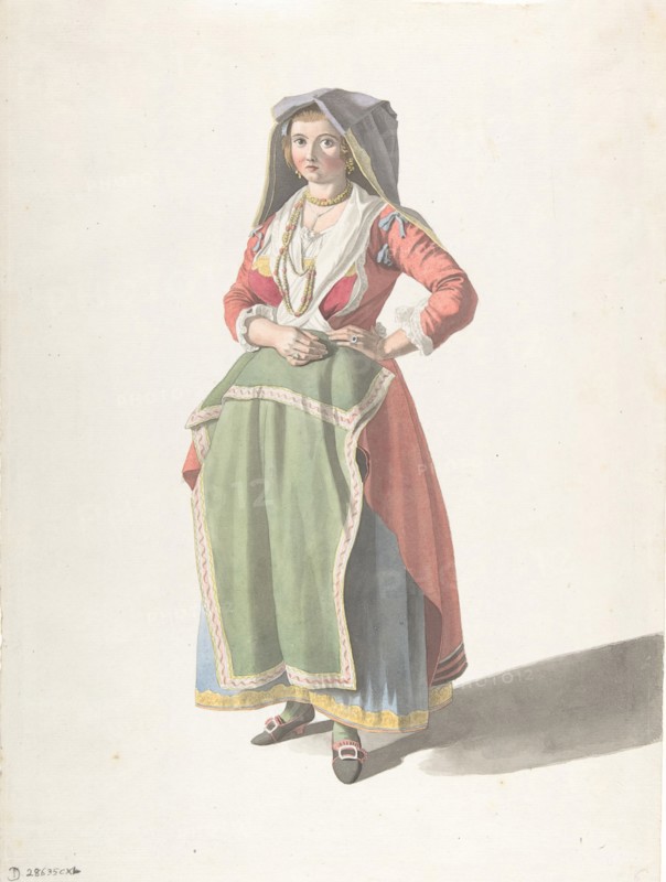 Young Woman Standing in Traditional Neapolitan Dress, ca. 1775-1821.