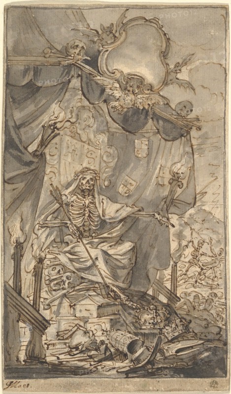 Death on a Canopied Throne (Design for a Title Page), late 17th century.