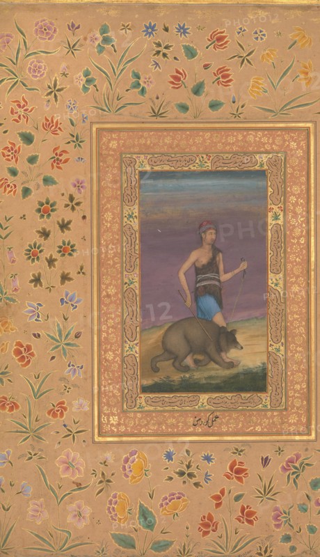 Dervish Leading a Bear, Folio from the Shah Jahan Album, recto: ca. 1630-40; verso: ca. 1530-40.