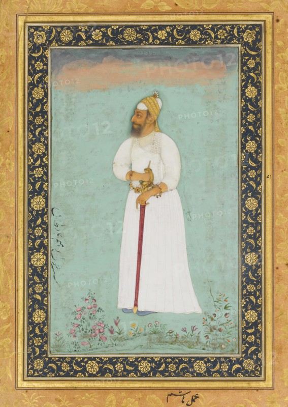 Portrait of Ibrahim 'Adil Shah II of Bijapur, Folio from the Shah Jahan Album, verso: ca. 1620; recto: 1534 or later.
