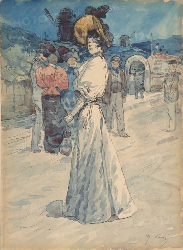 A Parisienne Outside the Moulin de la Galette, ca. 1880-1907.