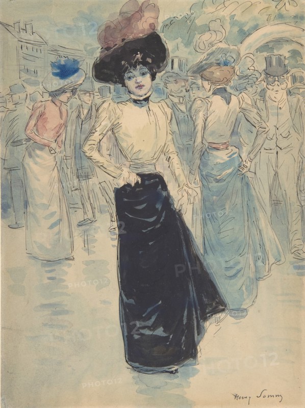A Parisienne on a Crowded Street, ca. 1880-1907.