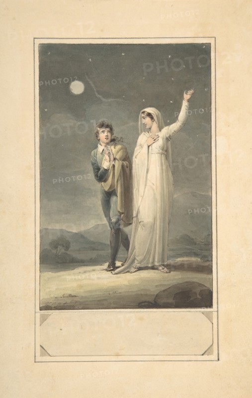 Nocturnal Landscape with Two Figures (design for an engraved book illustration), 1807-44.