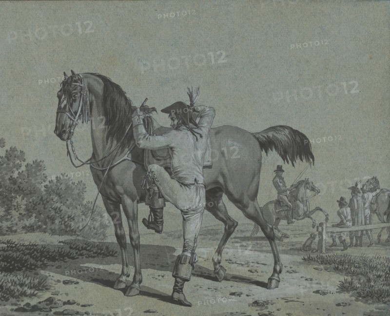 Man Mounting a Horse, .