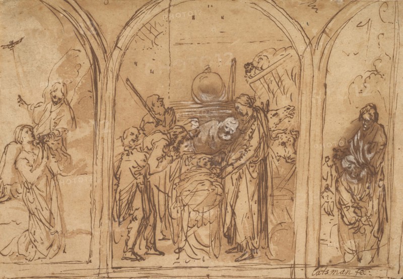A Design for a Triptych with the Adoration of the Two Saints, early 17th century.