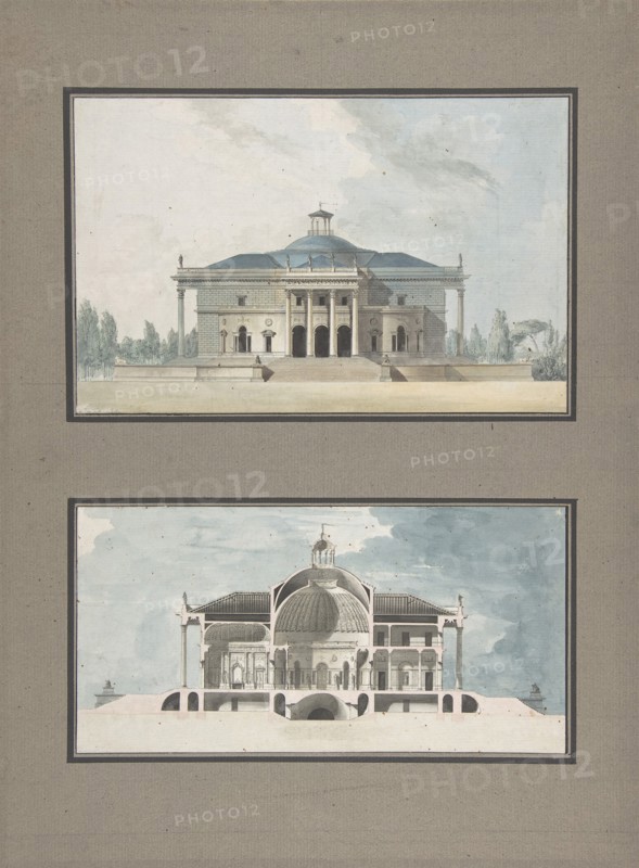 Project for a "Maison de plaisance pour un grand seigneur", Elevation and Section, ca. 1783.