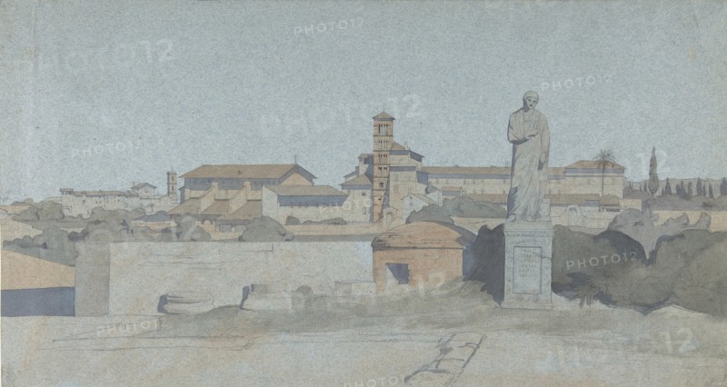 SS. Giovanni e Paolo, seen from the Villa Mattei, Rome, .