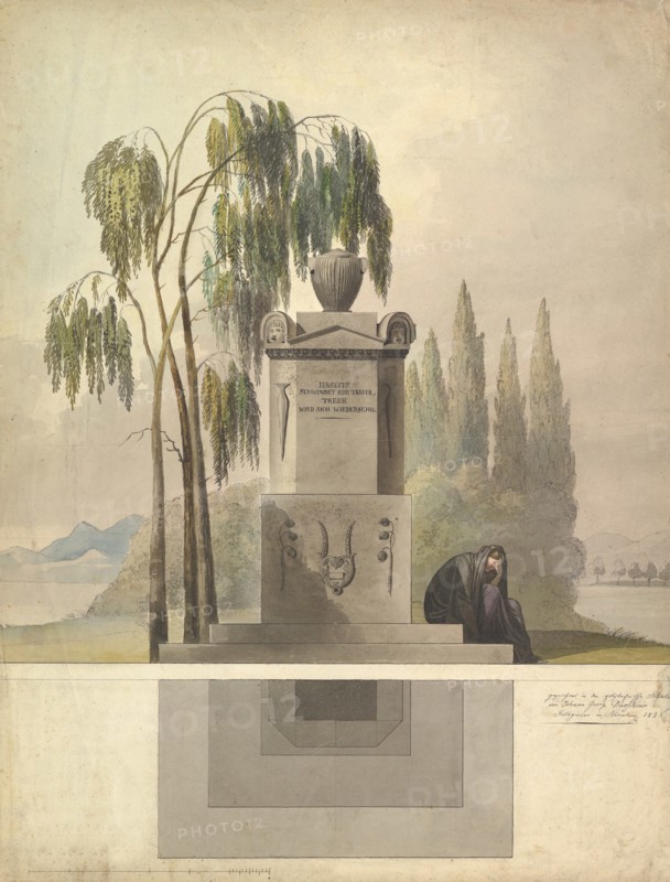 Design for a Tomb, Rothgeisser in Nuremberg (Elevation and Ground Plan), 1826.