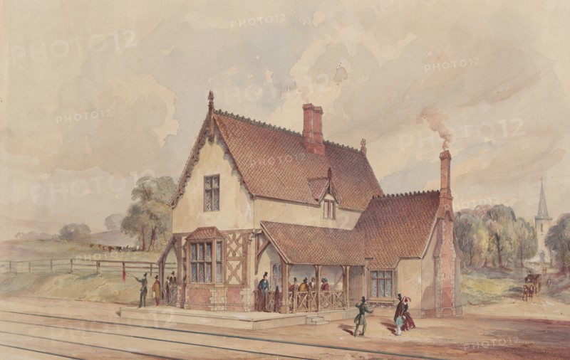Victorian Rural Train Station and Railroad Crossing, 1844-77.