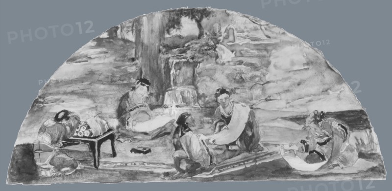 The Recording of Precedents: Confucius and His Pupils Collate and Transcribe Documents in Their Favorite Grove; colour Study for Mural, Supreme Court Room, Minnesota State Capitol, Saint Paul, 1903.