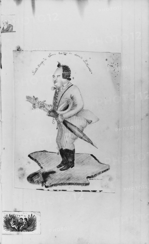 Man with Umbrella, Head of Man, Newspaper Engraving (from Sketchbook), .