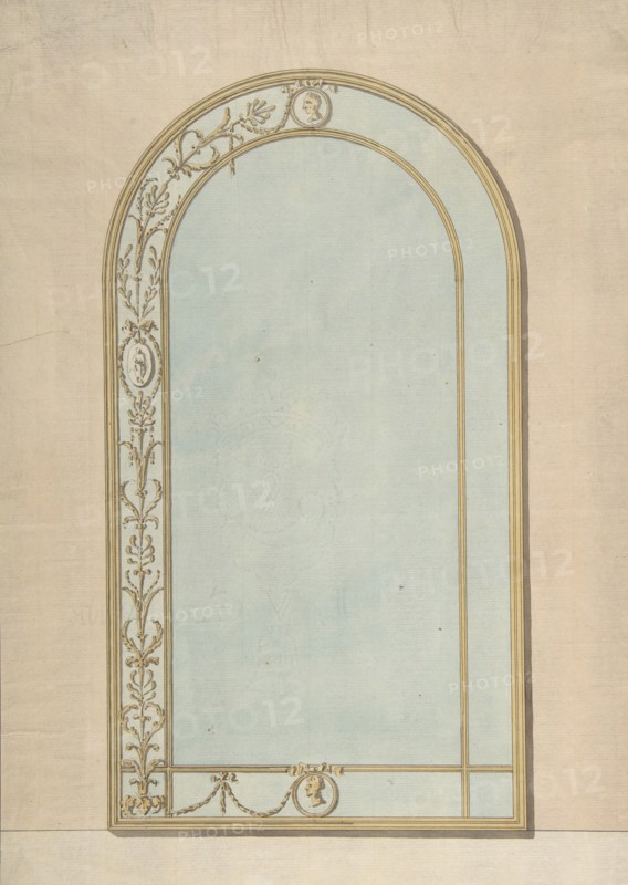 Design for a a Mirror with a Rounded Top, late 18th-early 19th century.