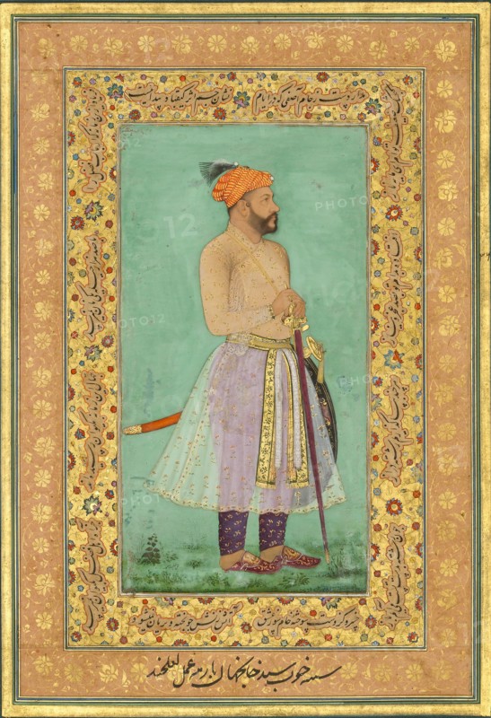 Portrait of Sayyid Abu'l Muzaffar Khan, Khan Jahan Barha, Folio from the Shah Jahan Album, recto: ca. 1630; verso: ca.1530-50.