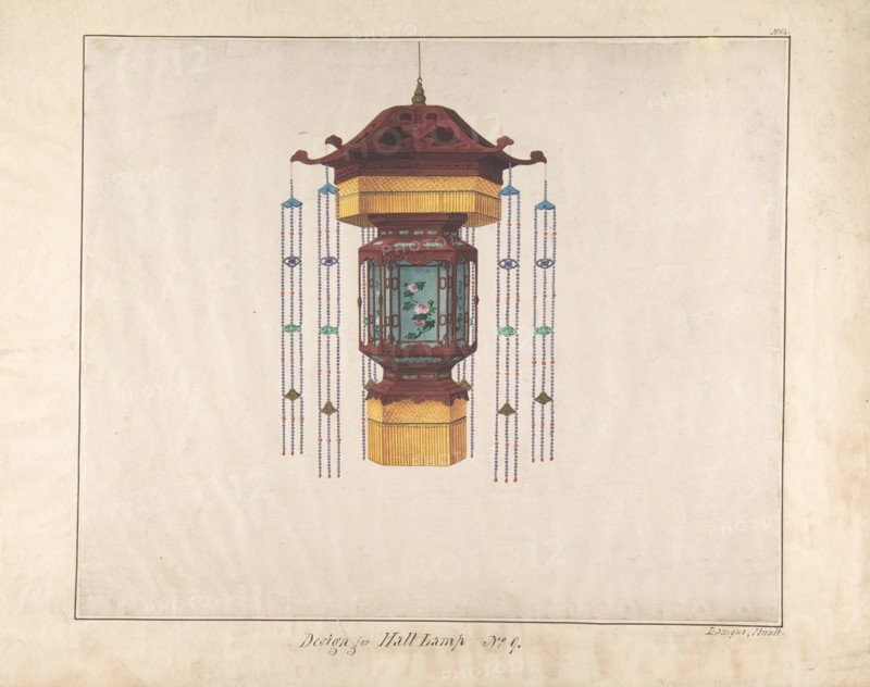 Design for Hall Lamp No.9, ca. 1845.