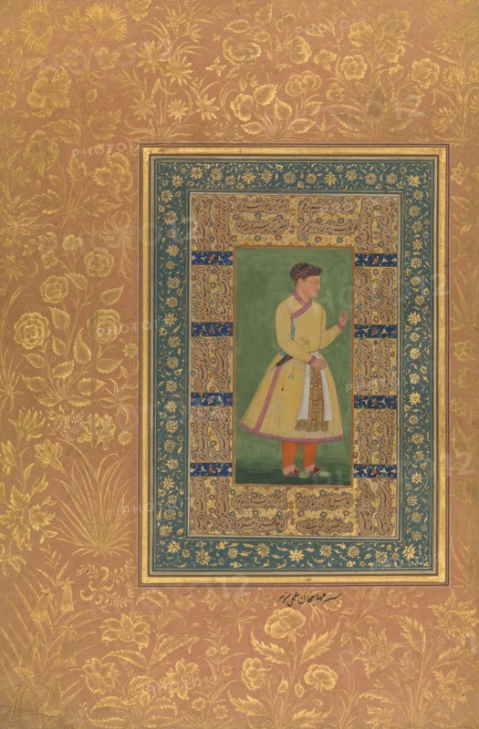 Portrait of Zamana Beg, Mahabat Khan, Folio from the Shah Jahan Album, recto: ca. 1610; verso: ca. 1530-40.