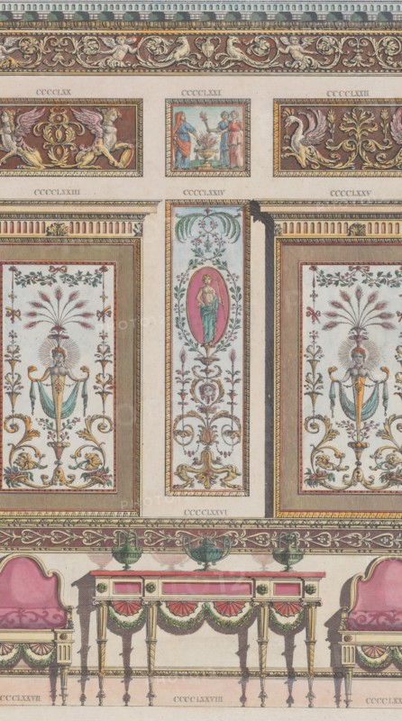 Interior Ornamented Wall, nos. CCCCLXIX-CCCCLXXIX ("Designs for Various Ornaments," pl. 70), 1801.