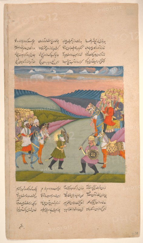 Ali and Omar on the Battlefield, Folio from a Hamla-yi Haidari, ca. 1820.