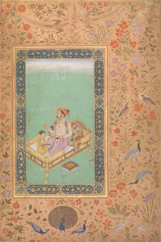 The Emperor Shah Jahan with his Son Dara Shikoh, Folio from the Shah Jahan Album, verso: ca. 1620; recto: ca. 1530-50.