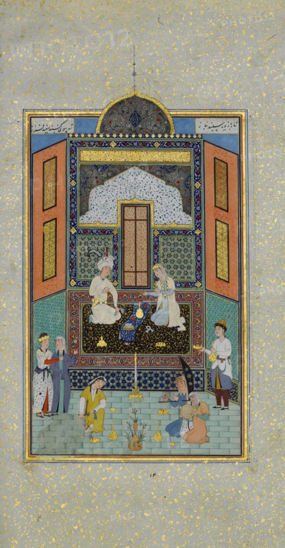 Bahram Gur in the White Palace on Friday, Folio 235 from a Khamsa (Quintet) of Nizami, A.H. 931/A.D. 1524-25.