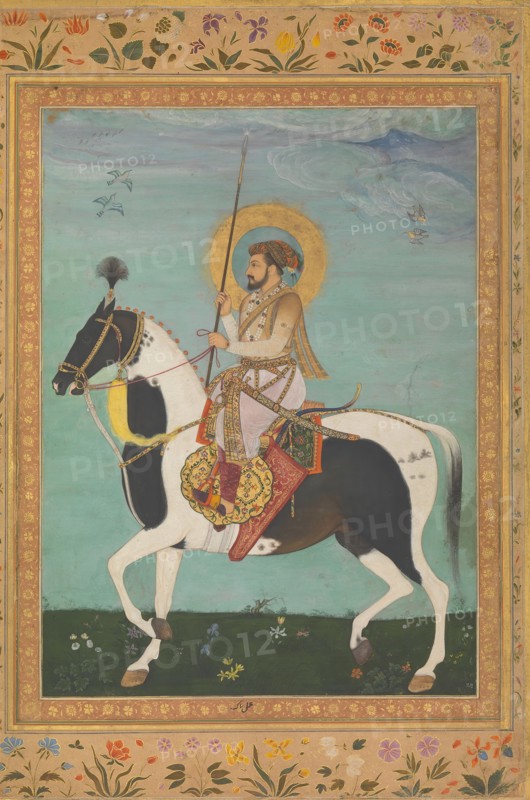 Shah Jahan on Horseback, Folio from the Shah Jahan Album, verso: ca. 1630; recto: ca. 1530-50.