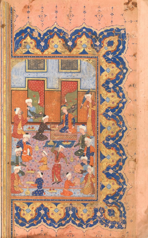 A Scene of Conviviality at Court, Folio from a Divan (Collected Works) of Mir 'Ali Shir Nava'i, 1580.