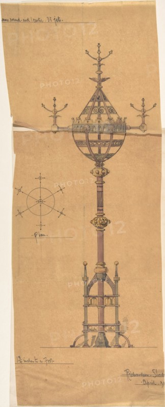 Designs for [Gas?] Lights for a Church, ca. 1880.