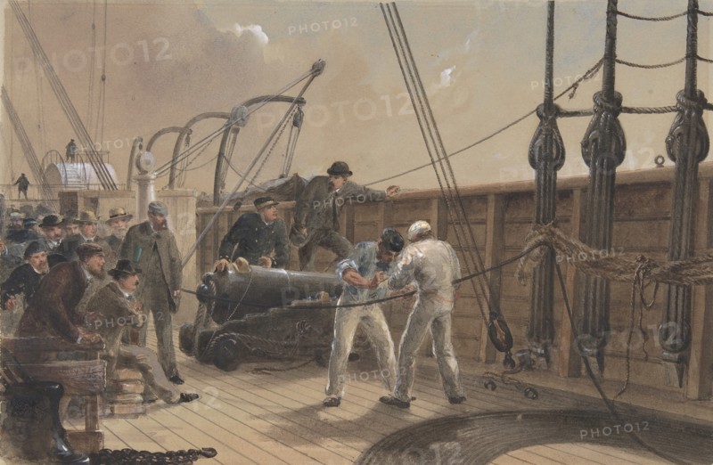 Splicing the Cable (after the First Accident) on Board the Great Eastern, July 25th, 1865, 1865-66.