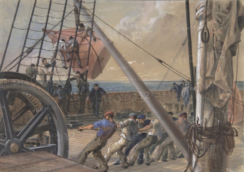 Getting Out One of the Large Buoys for Launching, August 2nd, 1865, 1865.