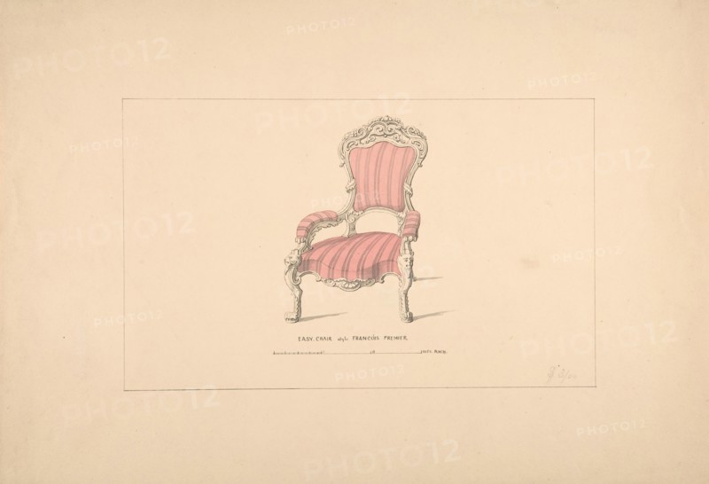 Design for Easy Chair, François Premier Style, 1835-1900.