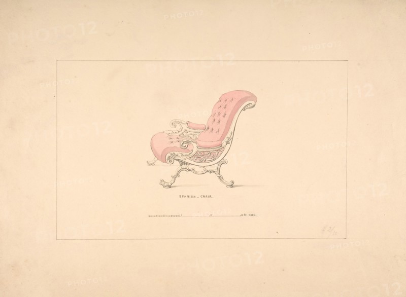 Design for Spanish Chair, 1835-1900.