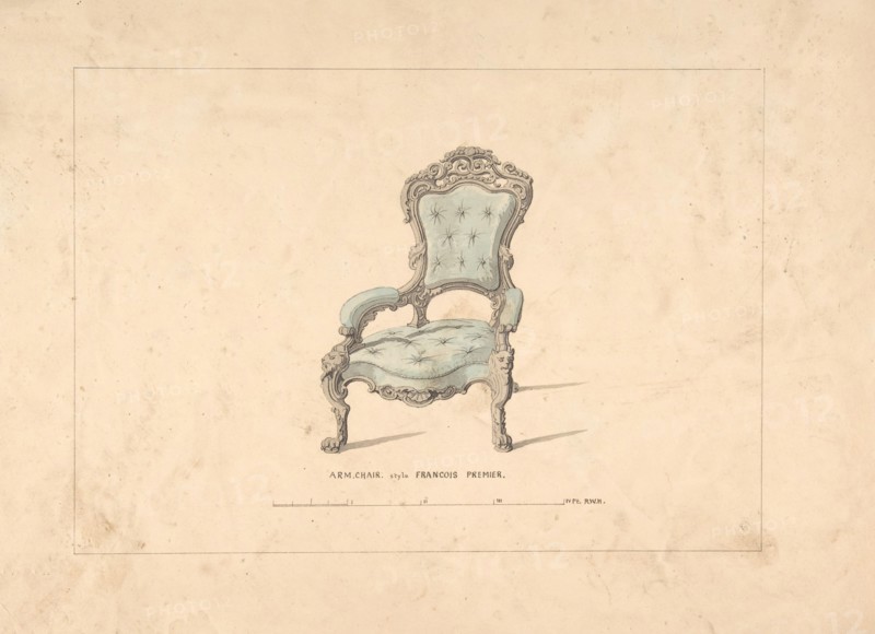 Design for Armchair, François Premier Style, 1835-1900.
