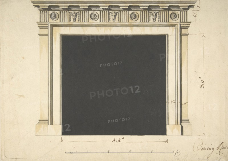 Design for a Chimneypiece with a Classical Cornice, for Ampthill Park, Bedfordshire, Dining Room, ca. 1769.